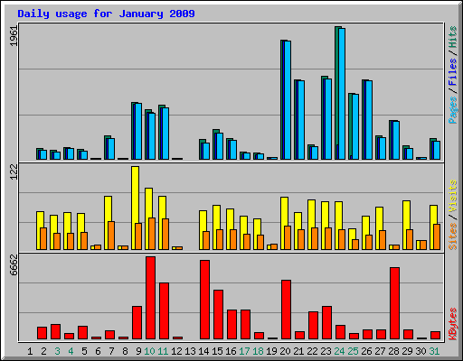 Daily usage for January 2009